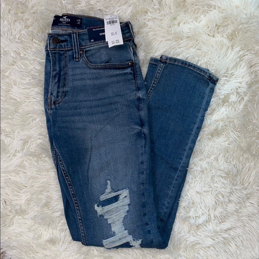 Hollister Blue Skinny Jeans with Distressing